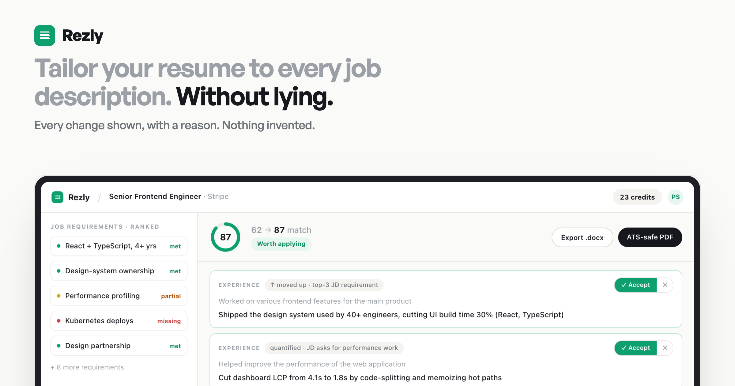 Rezly — Tailor Your Resume to Any Job Description